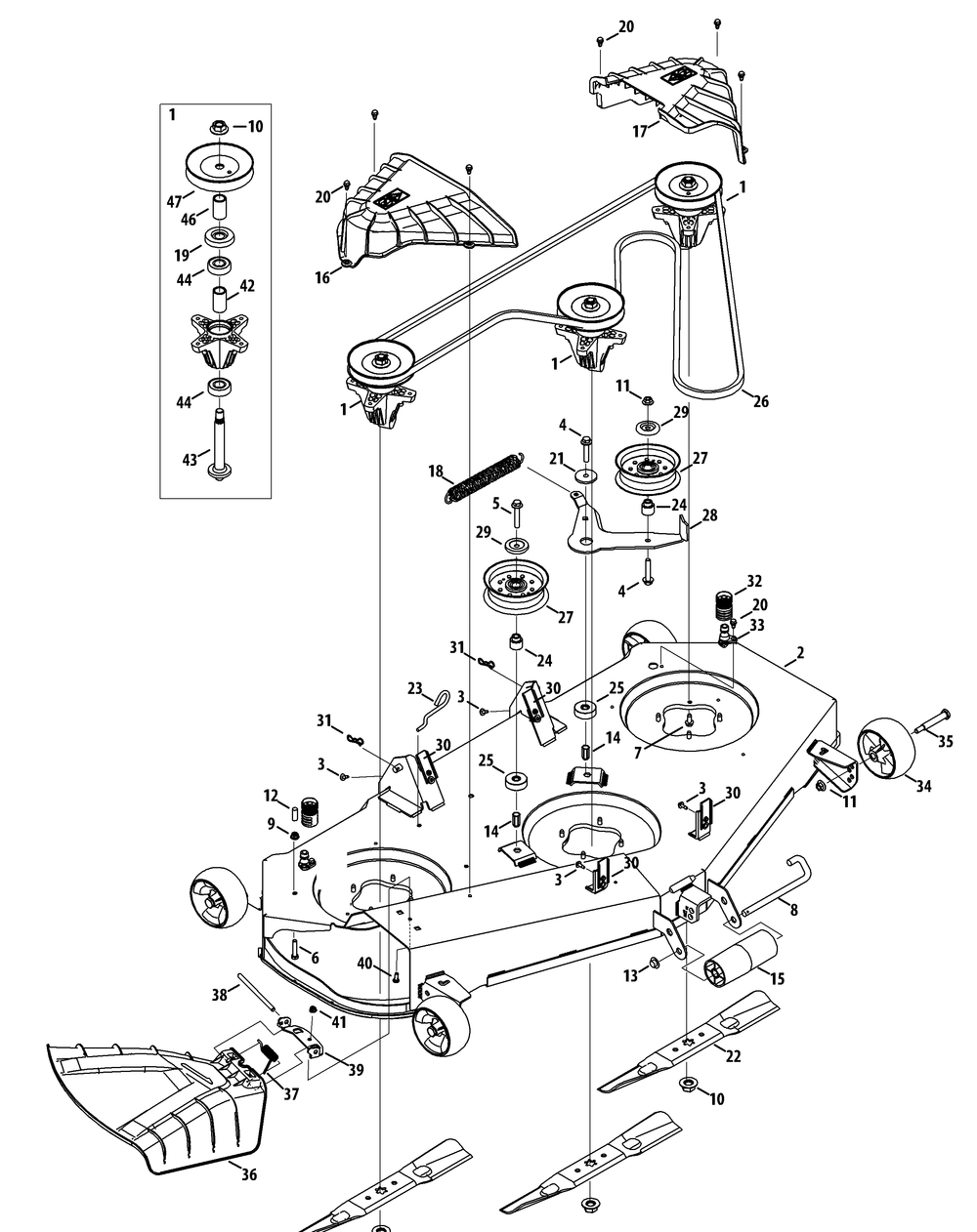 Mower Deck 54-Inch (Gx Fab) Diagram and Parts List for XT2-GX54KH (14A7A3CA010)(2015) Cub Cadet Lawn Tractor
